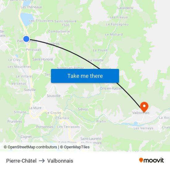 Pierre-Châtel to Valbonnais map