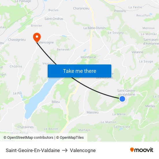 Saint-Geoire-En-Valdaine to Valencogne map