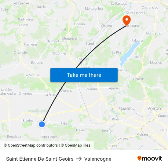 Saint-Étienne-De-Saint-Geoirs to Valencogne map