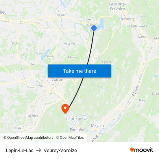Lépin-Le-Lac to Veurey-Voroize map