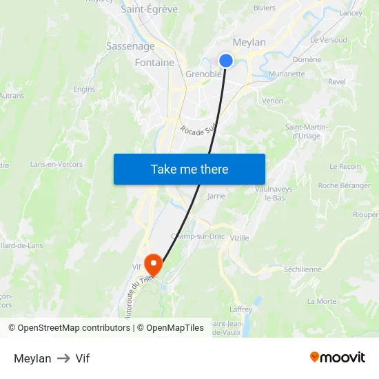 Meylan to Vif map
