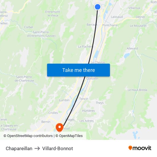 Chapareillan to Villard-Bonnot map