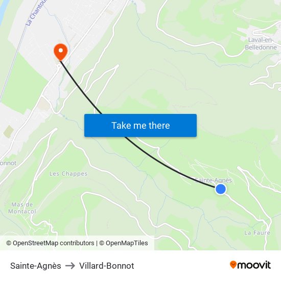 Sainte-Agnès to Villard-Bonnot map