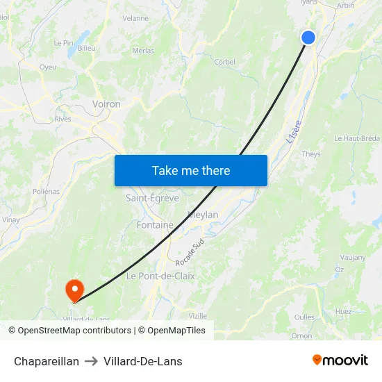 Chapareillan to Villard-De-Lans map