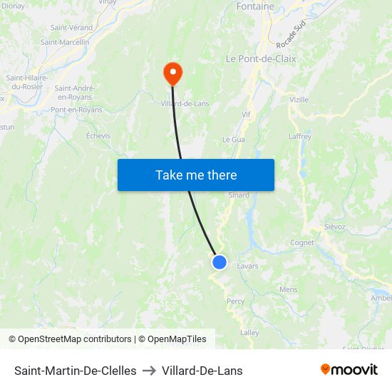 Saint-Martin-De-Clelles to Villard-De-Lans map