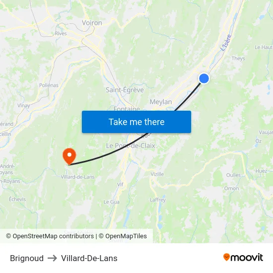 Brignoud to Villard-De-Lans map