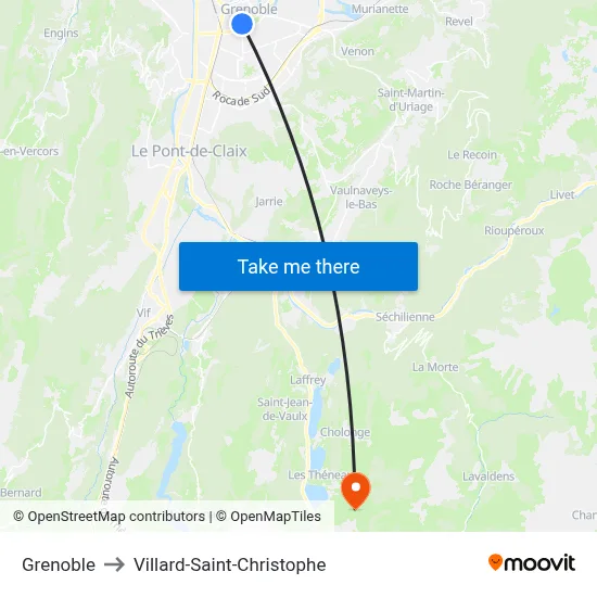 Grenoble to Villard-Saint-Christophe map