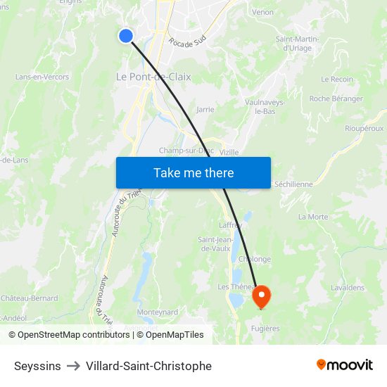 Seyssins to Villard-Saint-Christophe map