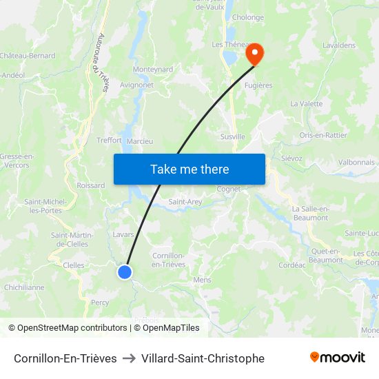 Cornillon-En-Trièves to Villard-Saint-Christophe map