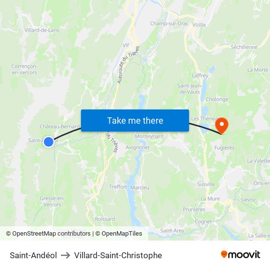 Saint-Andéol to Villard-Saint-Christophe map