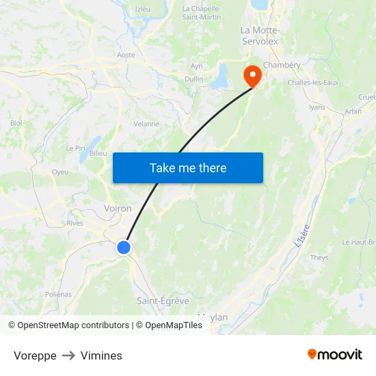 Voreppe to Vimines map