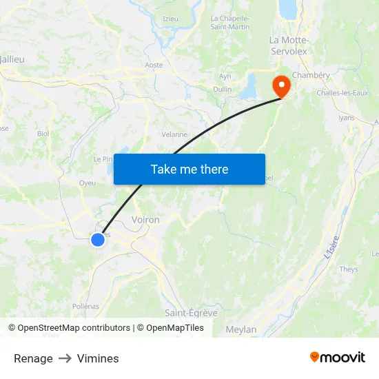 Renage to Vimines map