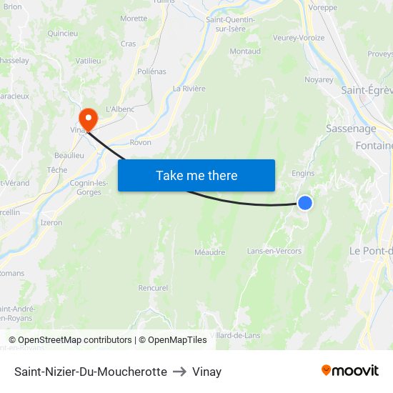 Saint-Nizier-Du-Moucherotte to Vinay map