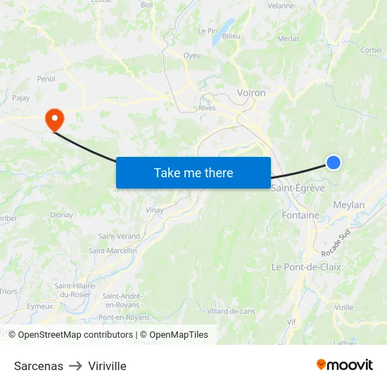 Sarcenas to Viriville map