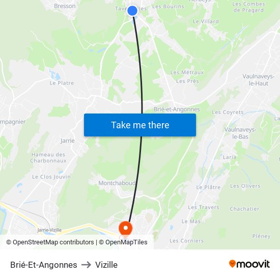 Brié-Et-Angonnes to Vizille map