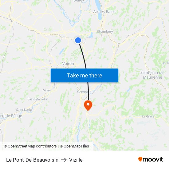 Le Pont-De-Beauvoisin to Vizille map