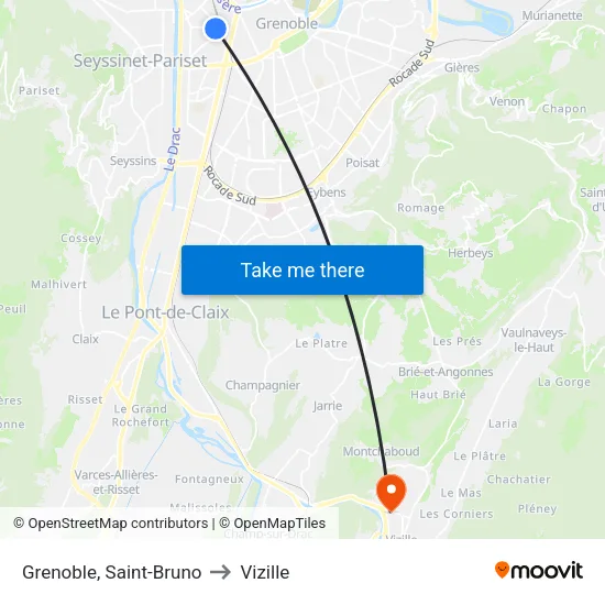 Grenoble, Saint-Bruno to Vizille map