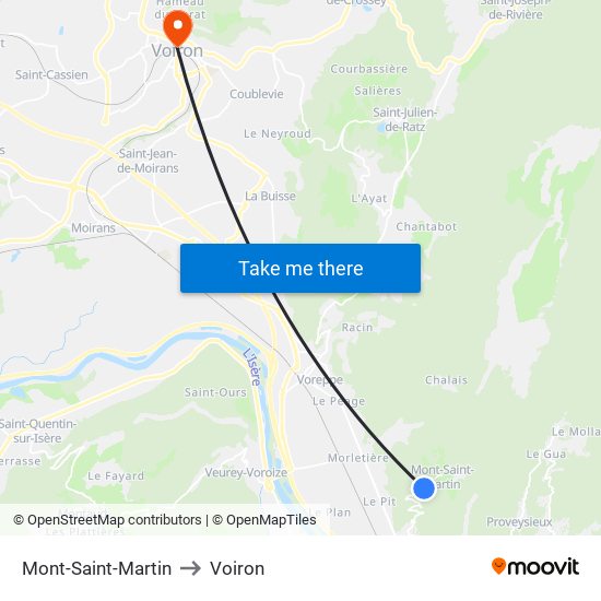 Mont-Saint-Martin to Voiron map