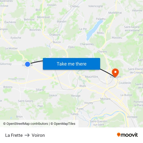 La Frette to Voiron map