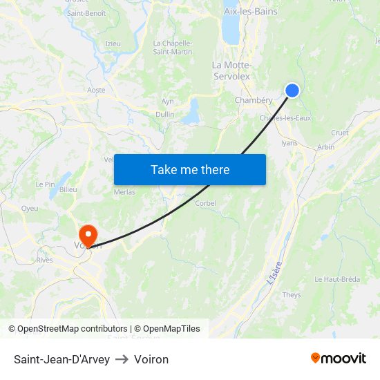Saint-Jean-D'Arvey to Voiron map