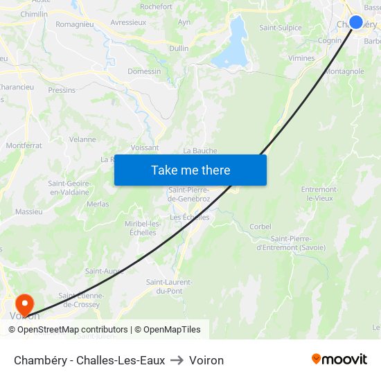 Chambéry - Challes-Les-Eaux to Voiron map