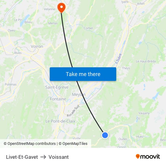 Livet-Et-Gavet to Voissant map