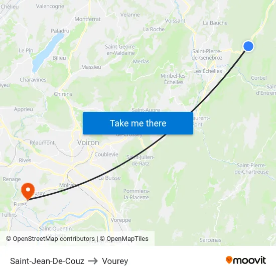Saint-Jean-De-Couz to Vourey map