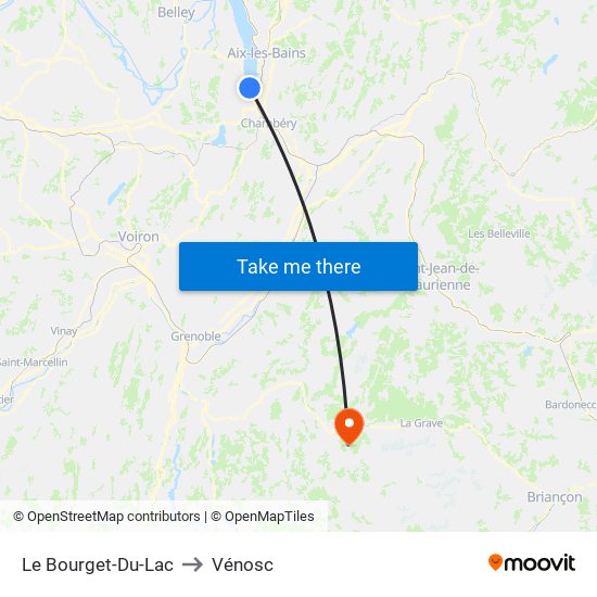 Le Bourget-Du-Lac to Vénosc map