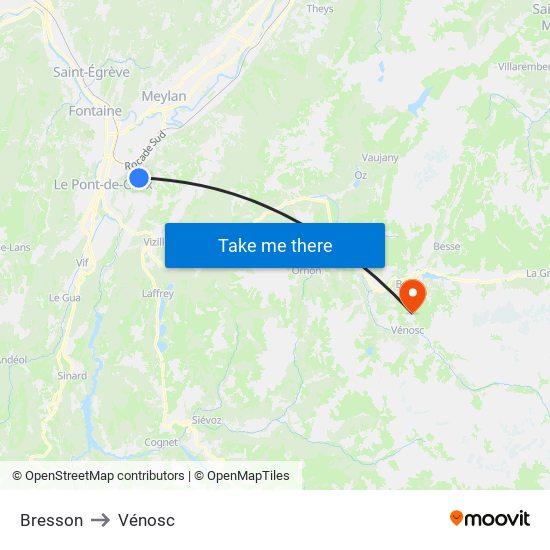 Bresson to Vénosc map