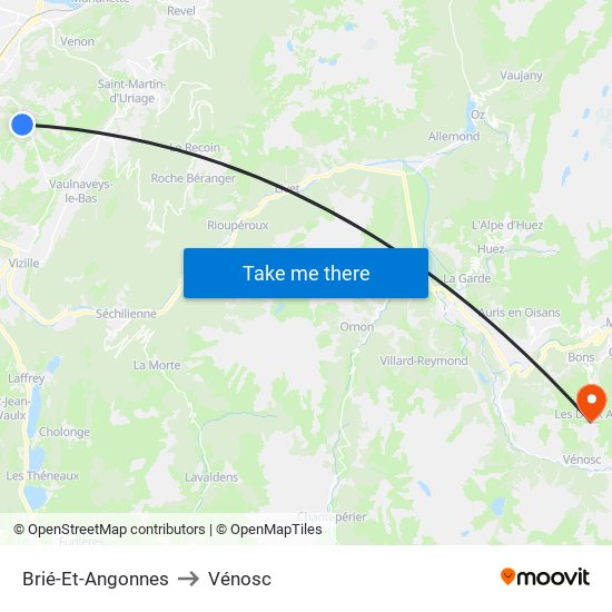 Brié-Et-Angonnes to Vénosc map