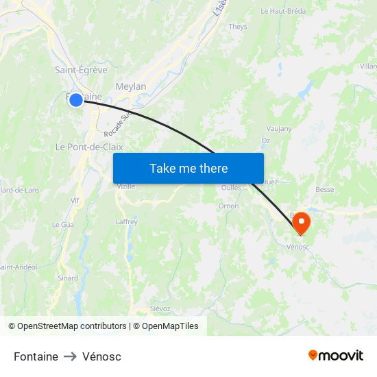 Fontaine to Vénosc map