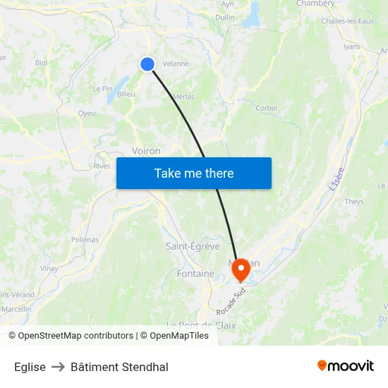 Eglise to Bâtiment Stendhal map