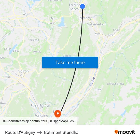 Route D'Autigny to Bâtiment Stendhal map