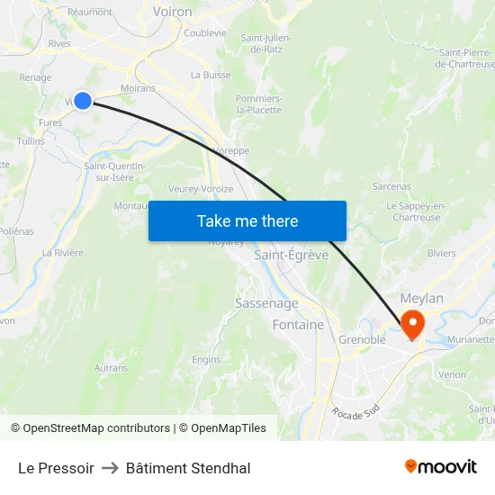 Le Pressoir to Bâtiment Stendhal map