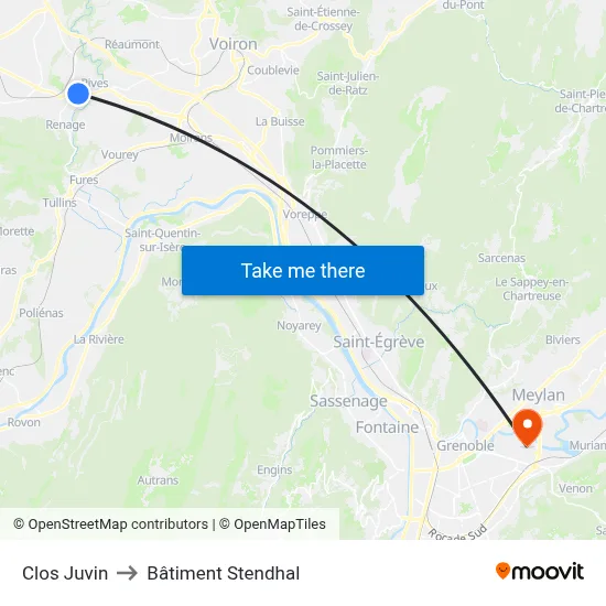 Clos Juvin to Bâtiment Stendhal map
