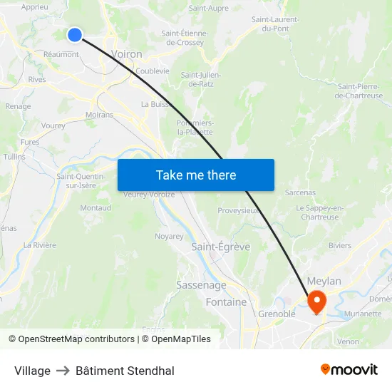 Village to Bâtiment Stendhal map