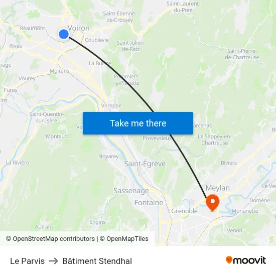 Le Parvis to Bâtiment Stendhal map