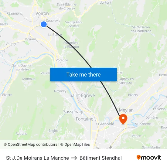 St J.De Moirans La Manche to Bâtiment Stendhal map