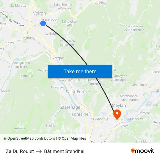 Za Du Roulet to Bâtiment Stendhal map