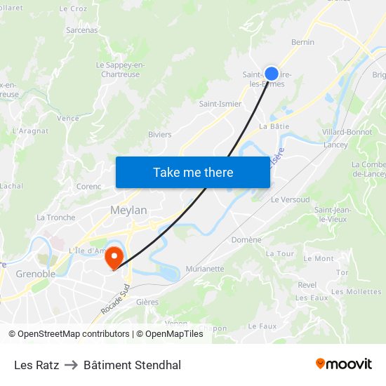 Les Ratz to Bâtiment Stendhal map