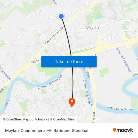 Meylan, Chaumetière to Bâtiment Stendhal map