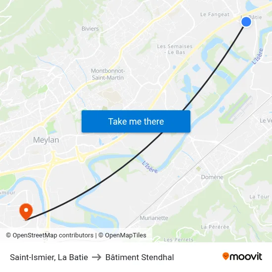 Saint-Ismier, La Batie to Bâtiment Stendhal map
