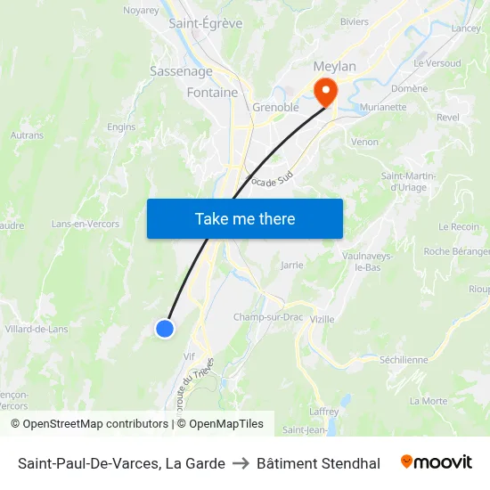 Saint-Paul-De-Varces, La Garde to Bâtiment Stendhal map