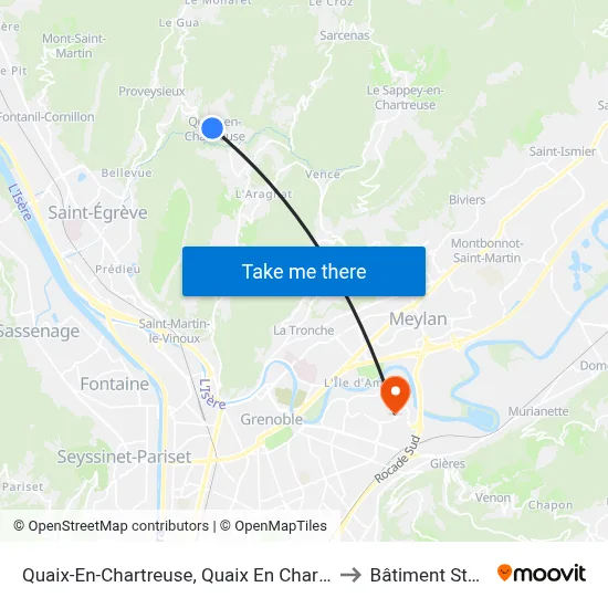 Quaix-En-Chartreuse, Quaix En Chartreuse Place to Bâtiment Stendhal map