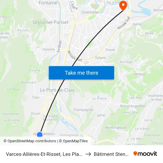 Varces-Allières-Et-Risset, Les Platanes to Bâtiment Stendhal map
