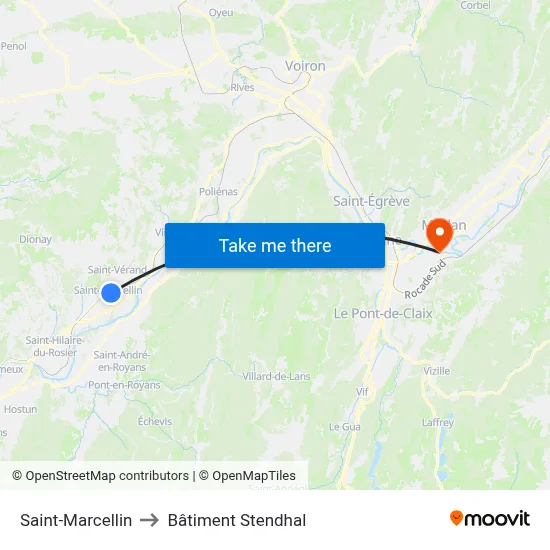 Saint-Marcellin to Bâtiment Stendhal map