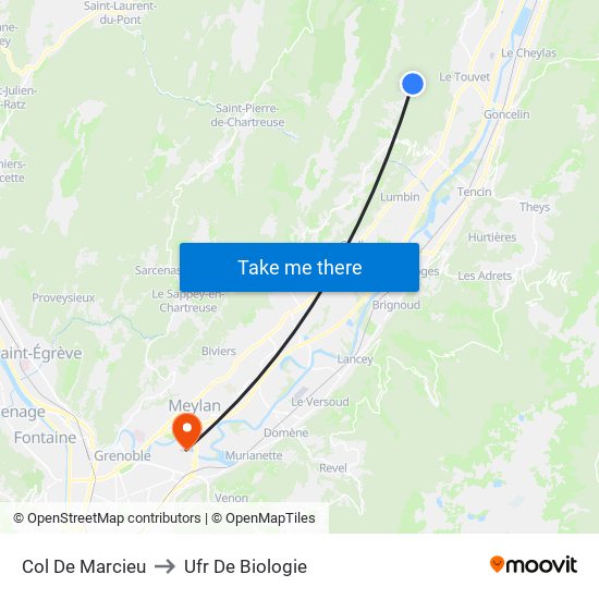 Col De Marcieu to Ufr De Biologie map