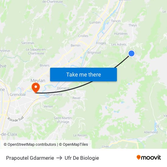 Prapoutel Gdarmerie to Ufr De Biologie map