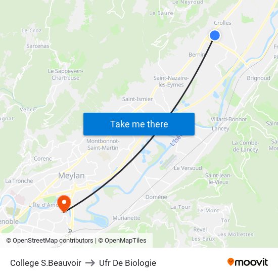 College S.Beauvoir to Ufr De Biologie map