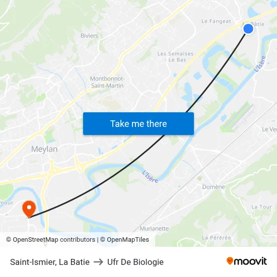 Saint-Ismier, La Batie to Ufr De Biologie map